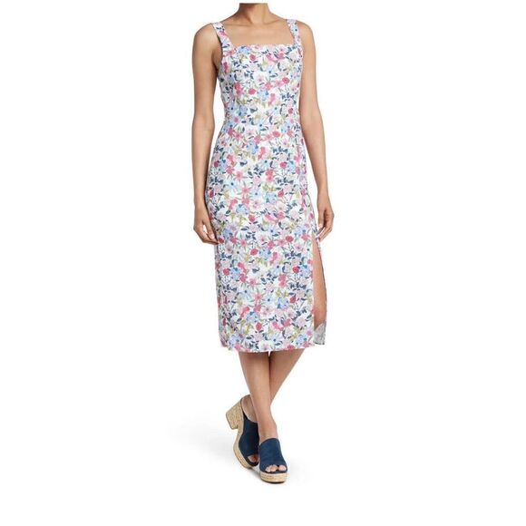NSR Midi Dress Napean Sea Road Floral NWT Women's Large Sleeveless Split Front - Picture 1 of 12